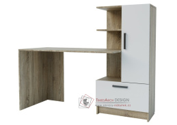 PEREIRA 4, pracovní stůl se skříňkou - pravý, dub sonoma / bílá