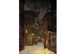 Jakub Schikaneder - Ulice navečer v Praze