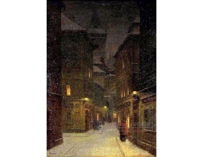 Jakub Schikaneder - Ulice navečer v Praze