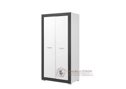 GRAY GR09, šatní skříň 2-dveřová, bílá / grafit
