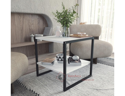 DUREN, konferenční stolek 50x50cm, černá / bílá
