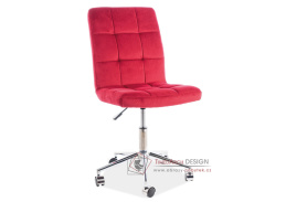 Q-020 VELVET, kancelářská židle, látka červená bordó