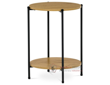 CT-G1005 OAK, přístavný stolek, černý lak / dub divoký
