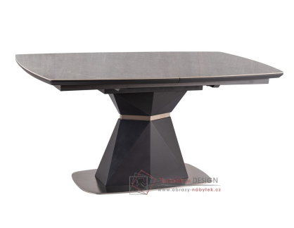 CORTEZ, jdelní rozkládací stůl, šedý lak / antracit / mramor