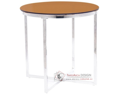 CRYSTAL B, konferenční stolek pr. 55cm, stříbrná / jantarové kouřové sklo