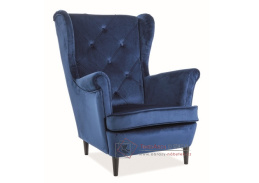 LADY, čalouněné křeslo, wenge / látka velvet Bluvel 86 modrá