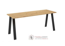 KOBALT, jídelní stůl 185x67cm, černá / dub artisan