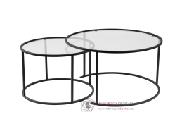 AURUM, konferenční stolek 80+60cm - sada 2ks, černá / čiré sklo