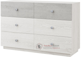 GRANUM, komoda se 6-ti zásuvkami, light artwood / industrial