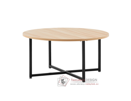 SAFRON, konferenční stolek pr. 80cm, černá / dub
