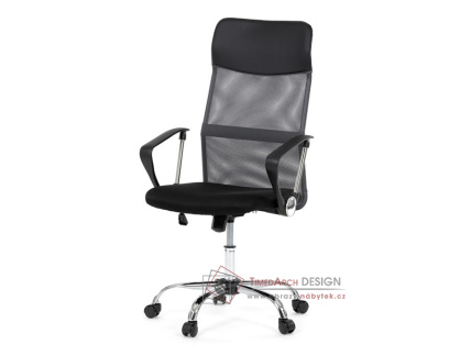 KA-E305 GREY, kancelářská židle, látka mesh + ekokůže černá / síťovina šedá