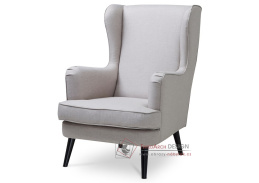 AK-A1318 CRM2, čalouněné křeslo - ušák, černá / látka krémová