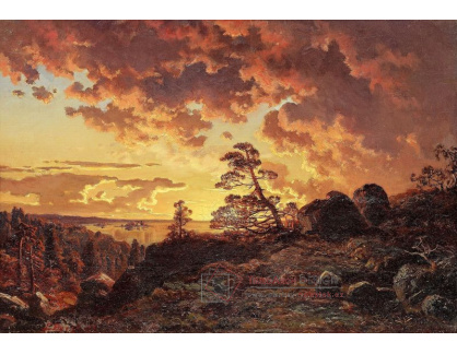 SO VIII-311 Edvard Bergh - Západ slunce nad krajinou