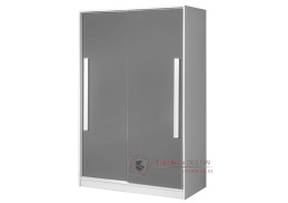 GULLIWER 12, šatní skříň s posuvnými dveřmi 120cm, bílá / šedý lesk / bílá