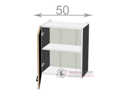 horní vysoká skříňka nad digestoř š.50, v.57, Kaiser W5057, bílá/cappuccino lesk