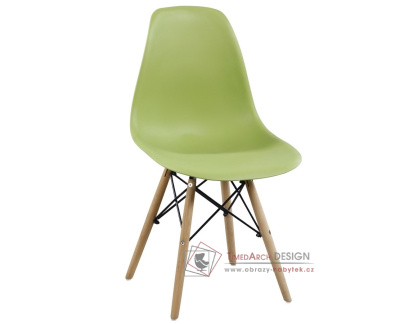 MODENA II, jídelní židle, buk / plast olivově zelený