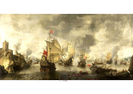 DDSO-2424 Abraham Beerstraten - Bitva benátského a nizozemské loďstva proti Turkům v Bay Foja, 1649