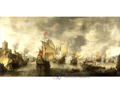 DDSO-2424 Abraham Beerstraten - Bitva benátského a nizozemské loďstva proti Turkům v Bay Foja, 1649