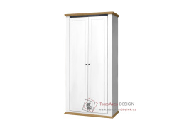 LEON MZ02, šatní skříň 2-dveřová, bílá / dub grand