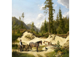 A-1581 Carl Bogh - Dva muži s povozy před borovým lesem