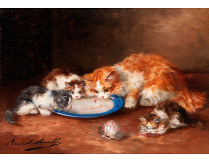 D-9256 Alfred Arthur Brunel de Neuville - Kočka se třemi koťaty