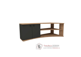 TERMERA, televizní stolek 2-dveřový rohový, antracit / borovice Atlantik