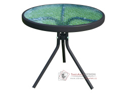 HABIR, zahradní příruční stolek, černá / tvrzené sklo