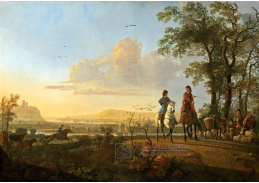 A-1876 Aelbert Cuyp - Jezdci a pastevci s dobytkem