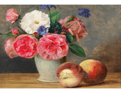 DDSO-1579 Ferdinand Küss - Zátiší s růžemi a dvě broskve
