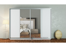 GAMMA, šatní skříň s posuvnými dveřmi 300cm - výška 240cm, bílá / zrcadlo