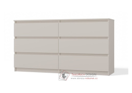 MALVÍNA M6, komoda se 6-ti zásuvkami 138-40cm, kašmír