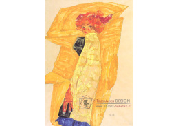 VES 74 Egon Schiele - Gerti před okrově barevným závěsem