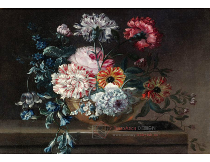 KO IV-105 Jean-Baptiste Monnoyer - Zátiší s karafiáty a dalšími květinami na římse