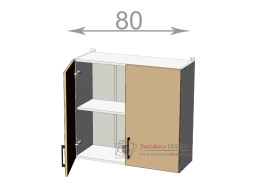 horní skříňka š.80, v.72, Kaiser W8072, bílá/cappuccino lesk