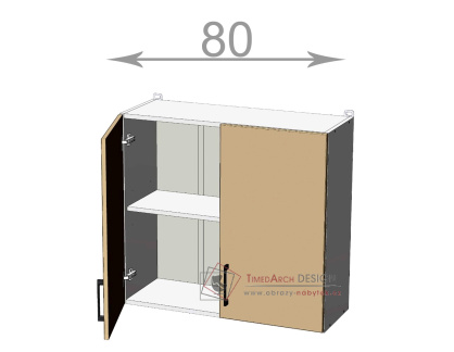 horní skříňka š.80, v.72, Kaiser W8072, bílá/cappuccino lesk