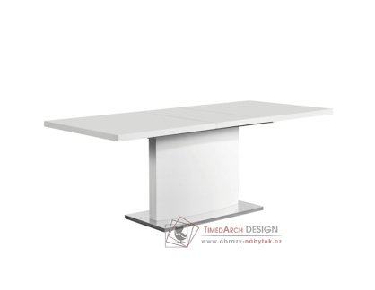 KORINTOS, jídelní stůl rozkládací 160-200x90cm, nerez / bílý lesk
