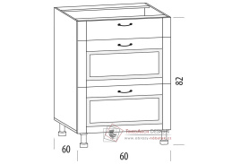 CHARLOTTA, dolní skříňka se 3-mi zásuvkami 60H3S, výběr provedení