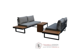 AZS-G1924 GREY, zahradní set, šedá / polywood světle hnědá / látka šedá