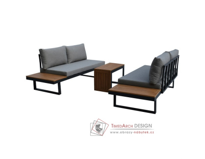 AZS-G1924 GREY, zahradní set, šedá / polywood světle hnědá / látka šedá
