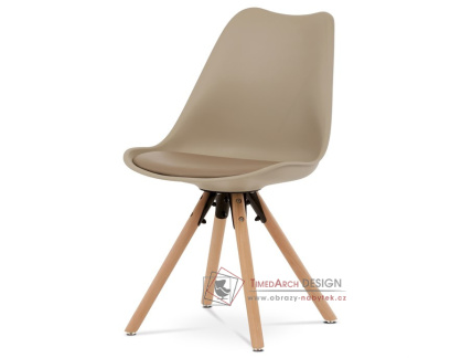 CT-762 CAP, jídelní židle, buk / plast + ekokůže cappucinno