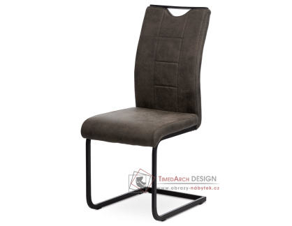 DCL-412 GREY3, jídelní židle, černý lak / látka vintage šedá