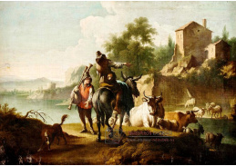 DDSO-1729 Joseph Roos - Pastýř se stádem v říční krajině