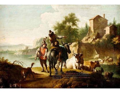 DDSO-1729 Joseph Roos - Pastýř se stádem v říční krajině