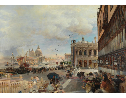 DDSO-1804 Oswald Achenbach - Pohled na Piazzetta s Biblioteca Marciana v Benátkách