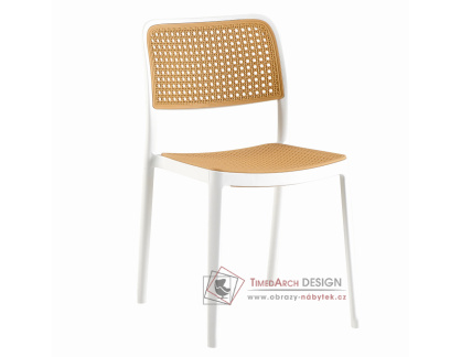 RAVID 1, jídelní židle, plast bílý + béžový