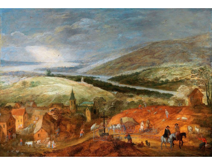 A-723 Jan Brueghel a Joos de Momper - Rozsáhlá hornatá říční krajina