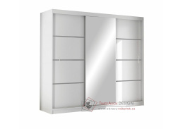 VISTA, šatní skříň s posuvnými dveřmi 250cm, bílá / zrcadlo