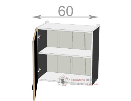 horní vysoká skříňka nad digestoř š.60, v.57, Kaiser W6057, bílá/kouř mat