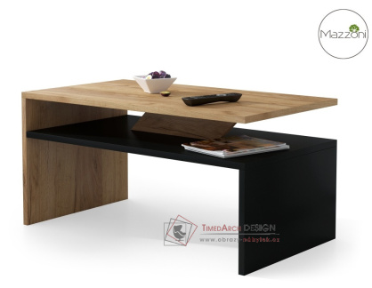 PRIMA, konferenční stolek 90x50cm, dub kraft zlatý / černá