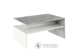 DAMOLI, konferenční stolek 90x60cm, beton / bílý